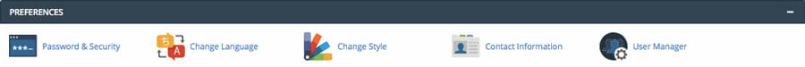 cpanel preferences section