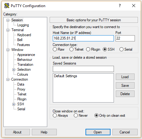 putty config