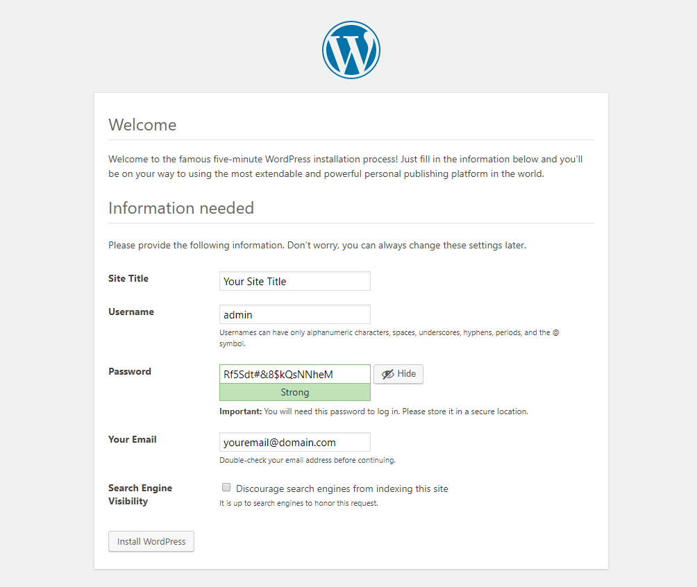 Install WordPress