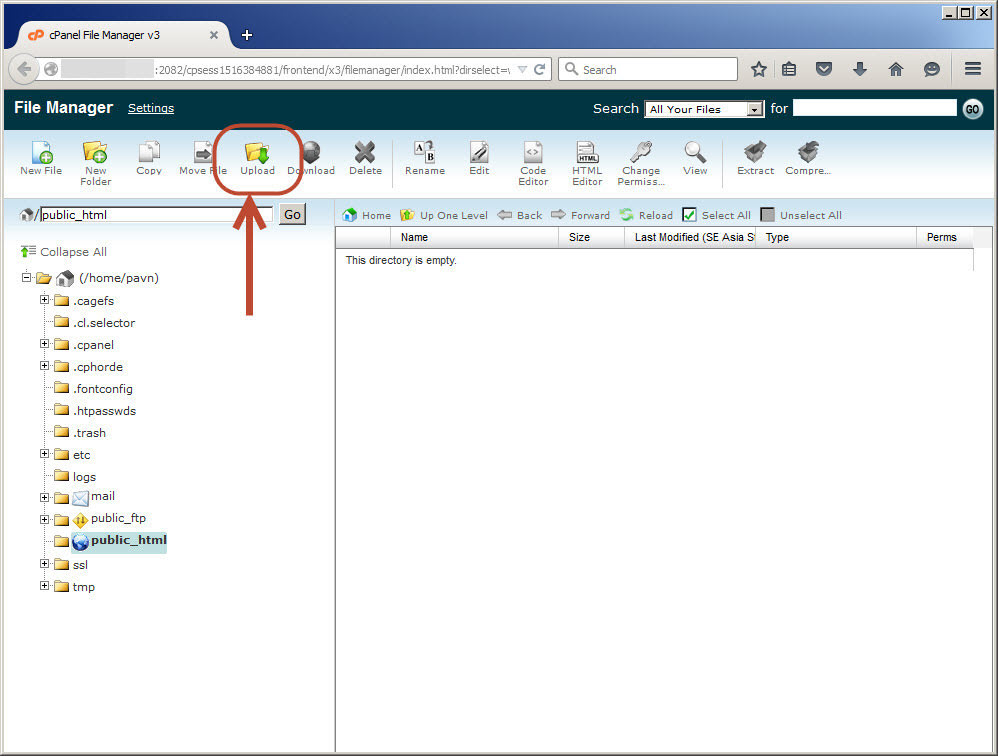 upload file cpanel