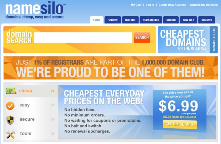 .COM domain name for only $5.99 at NameSilo.com - Top Host Coupon