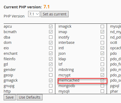 enable module memcached