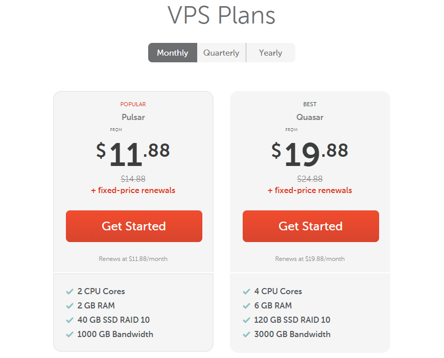Namecheap VPS hosting plan