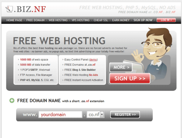 5 free domain hosting