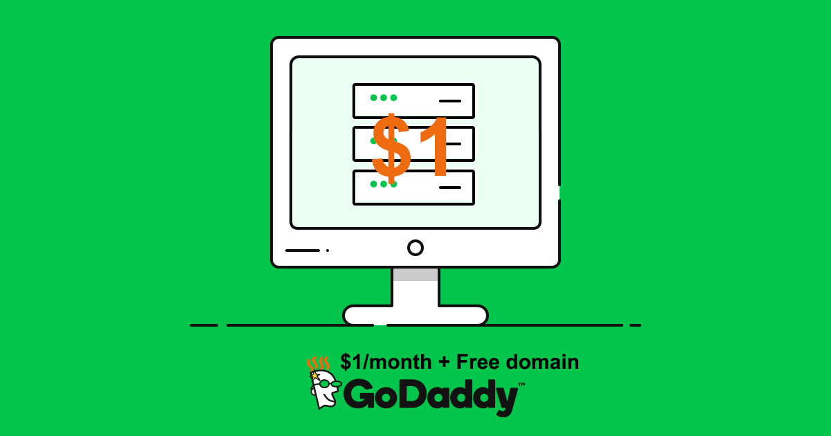 GoDaddy Economy hosting 1 dollar coupon Hosting 1/month plus free