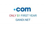 Gandi.Net coupon .com domain $1
