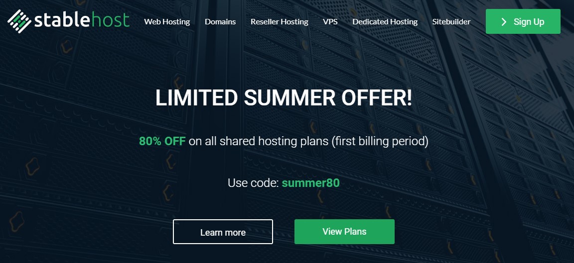 stablehost 80% off summer offer coupon