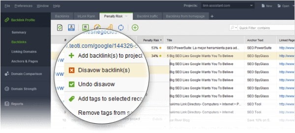 Disavow backlinks