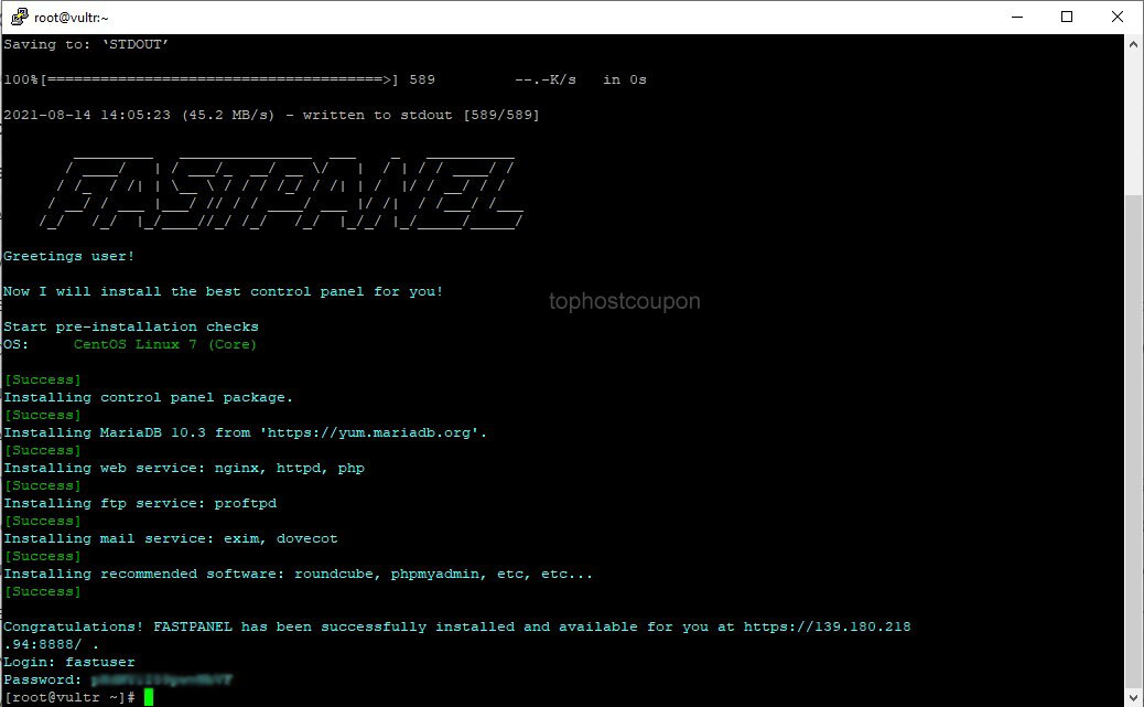 install fastpanel successfully