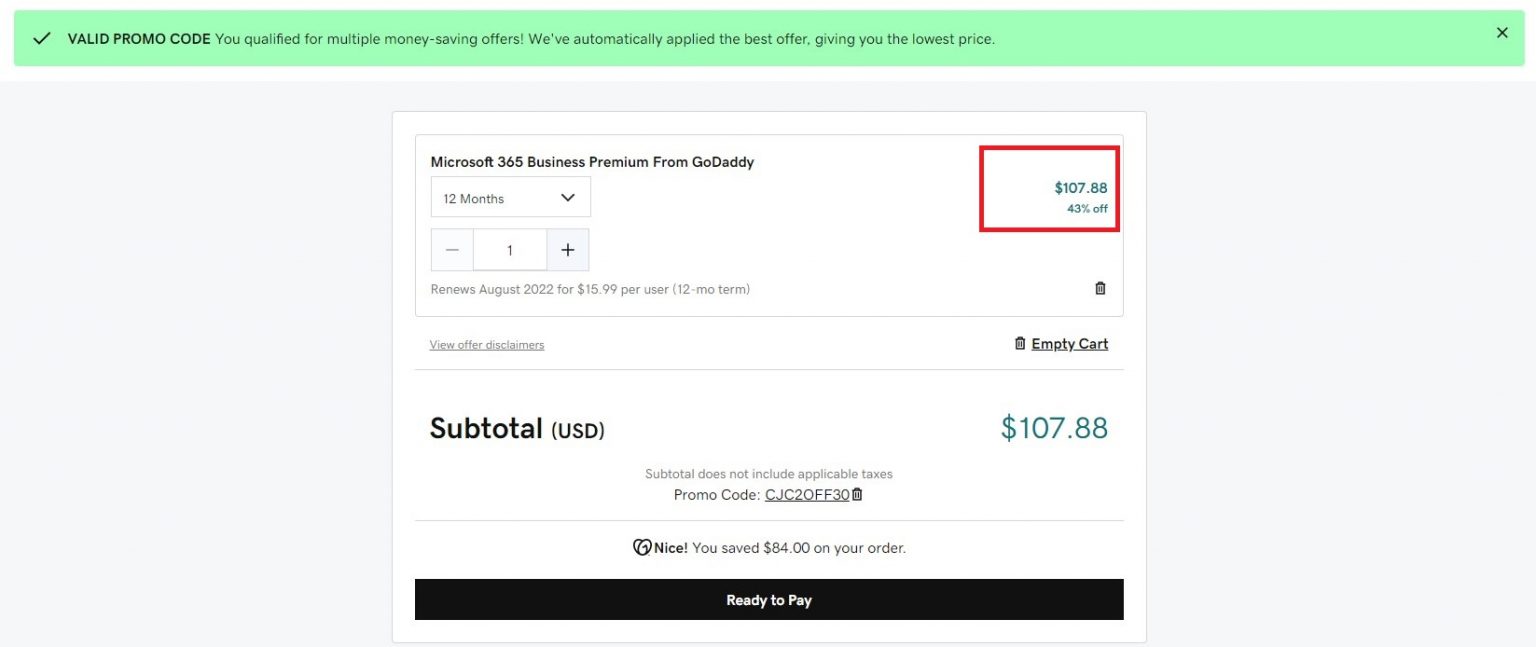 GoDaddy Office 365 coupon May 2026 Save 50 on all plans, free custom