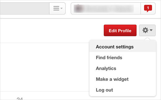 Pinterest account setting