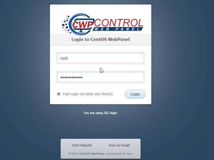 CenOS WebPanel Login