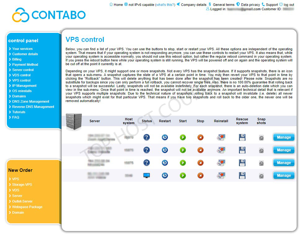 Contabo VPS Control Panel