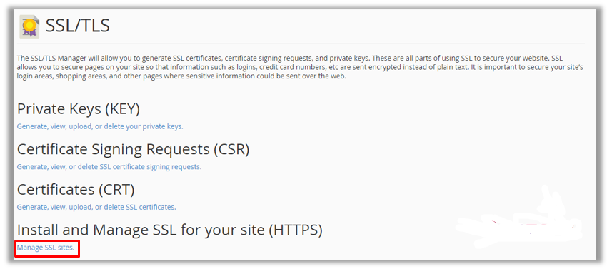 Manage SSL