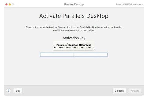 Acitvation key Parallels Desktop 18
