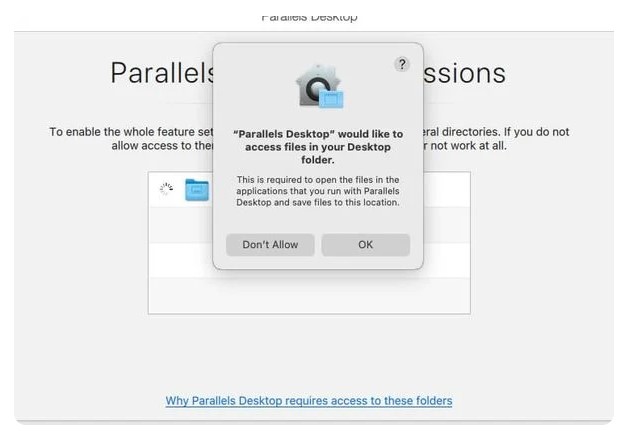 Click OK to accept Parallels Desktop