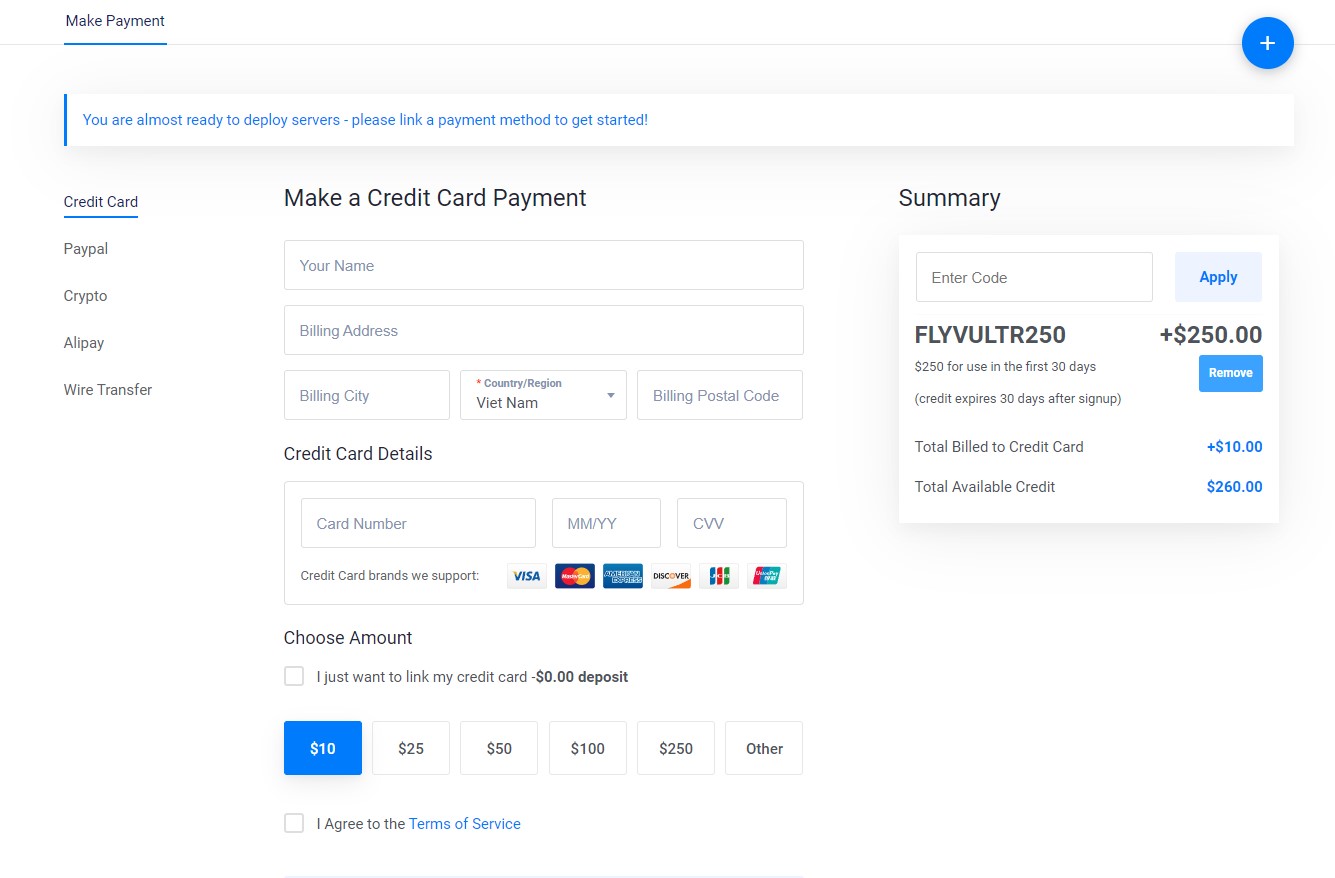 Vultr $250 credit