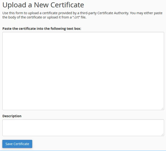 upload new certificate