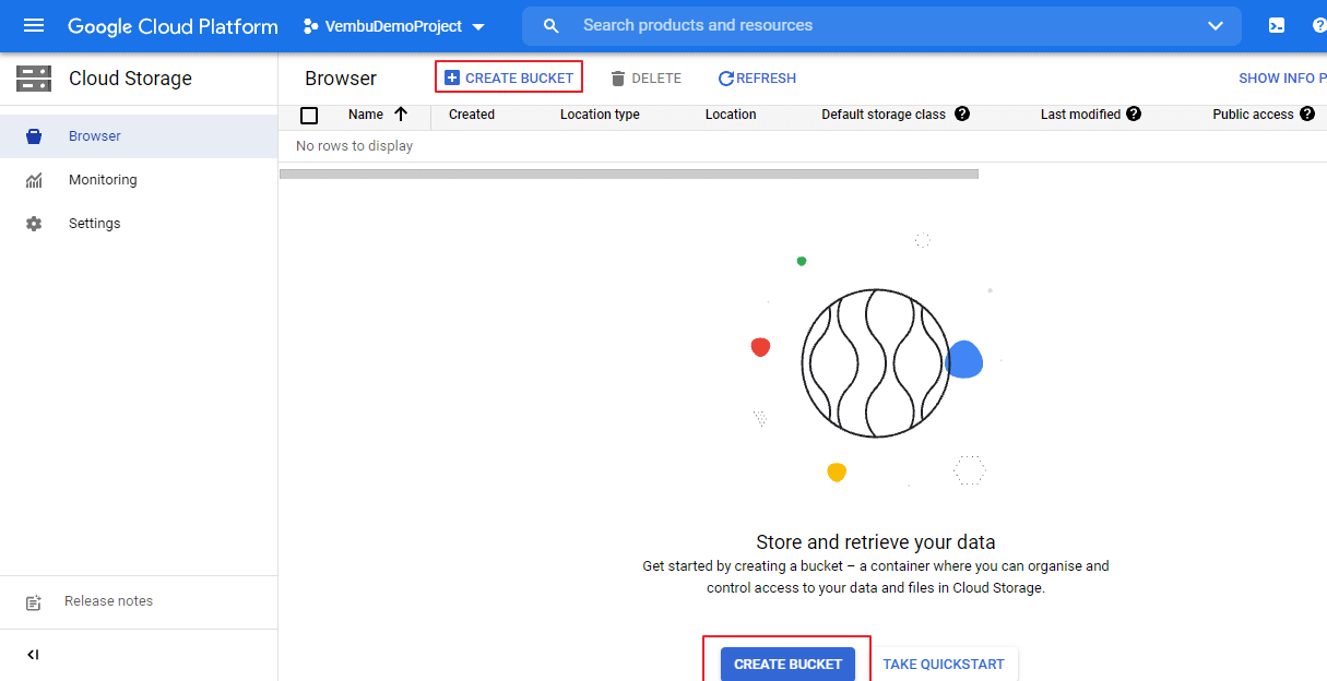 create google bucket step 3